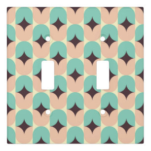 Geometric pattern of teal, beige, and black shapes light switch cover