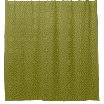 Geometric Pattern Of Two Tone Olive Green Retro Shower Curtain by patternpillow at Zazzle