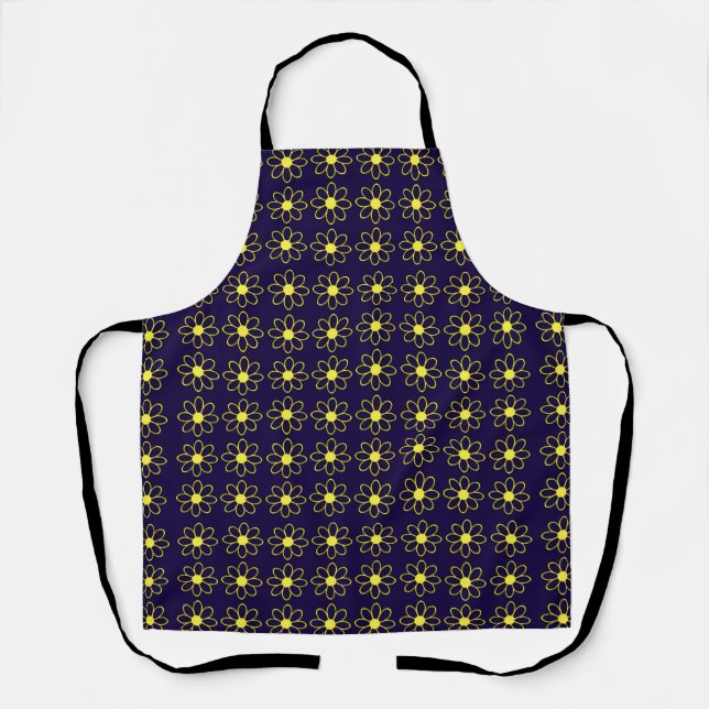 Geometric Pattern of Yellow Daisy Flowers Apron (Front)
