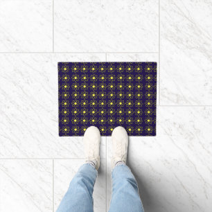Geometric Pattern of Yellow Daisy Flowers Doormat