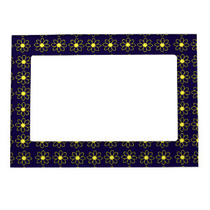 Geometric Pattern of Yellow Daisy Flowers Magnetic Frame