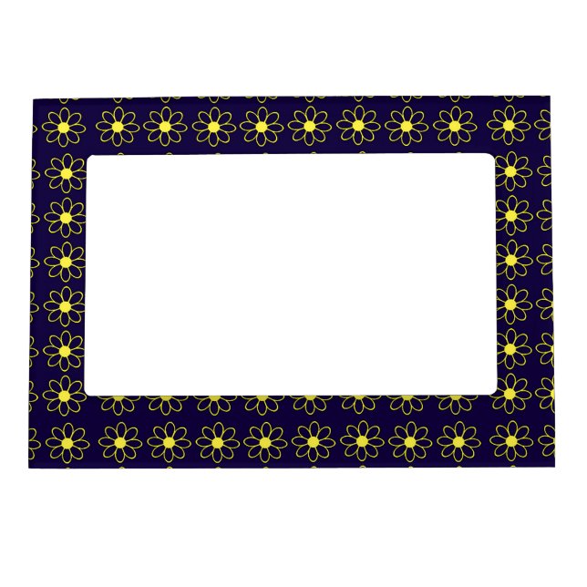 Geometric Pattern of Yellow Daisy Flowers Magnetic Frame (Front)