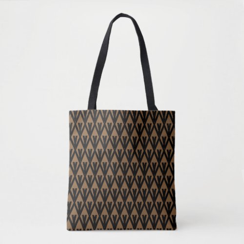 Geometric Pattern on Brown Tote Bag