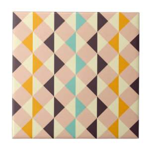 Geometric pattern overlapping diamonds & triangle ceramic tile