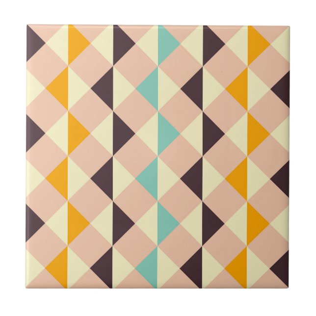 Geometric pattern overlapping diamonds & triangle ceramic tile (Front)