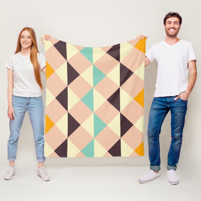 Geometric pattern overlapping diamonds & triangle fleece blanket (In Situ)