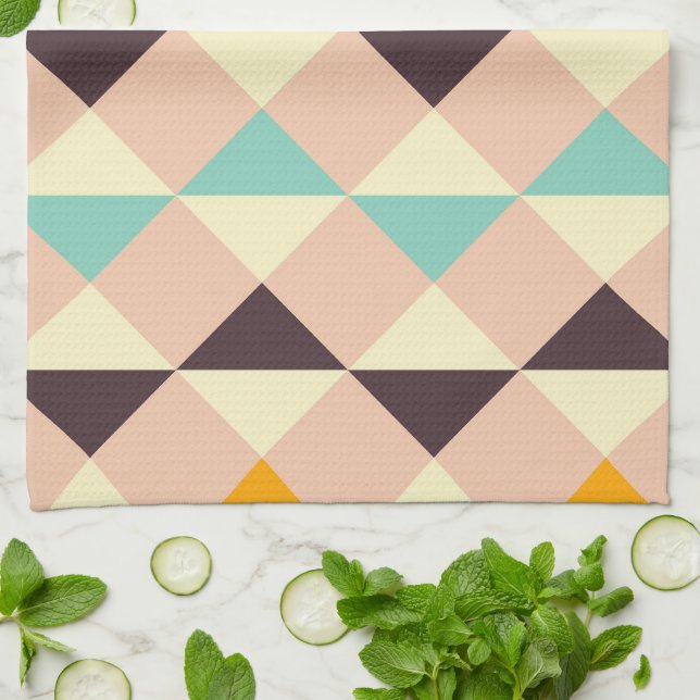 Geometric pattern overlapping diamonds & triangle kitchen towel (Folded)