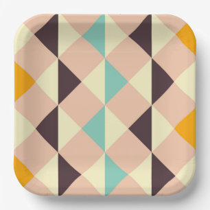 Geometric pattern overlapping diamonds & triangle paper plates