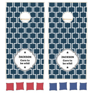 Geometric Pattern Personalized Cornhole Set