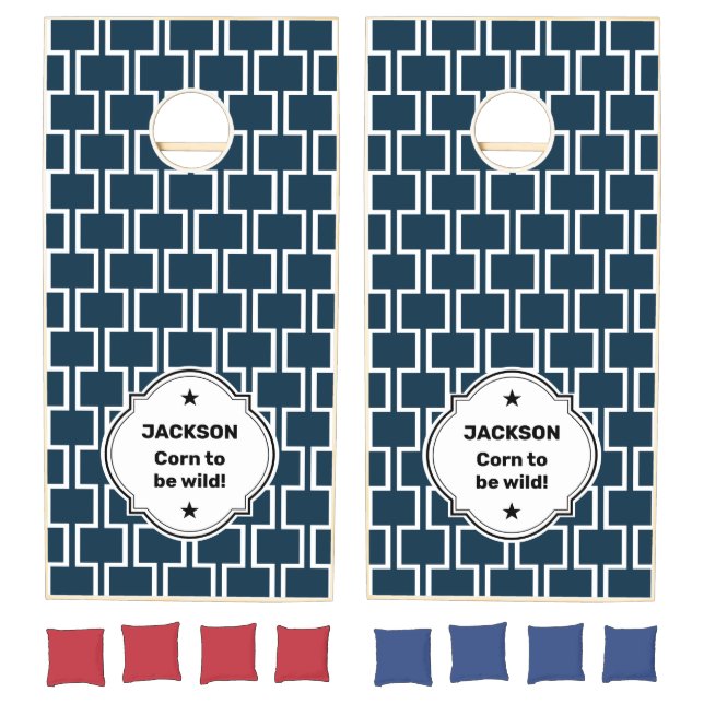 Geometric Pattern Personalized Cornhole Set (Set)
