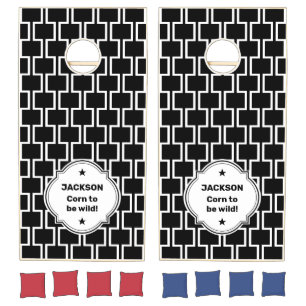 Geometric Pattern Personalized Cornhole Set