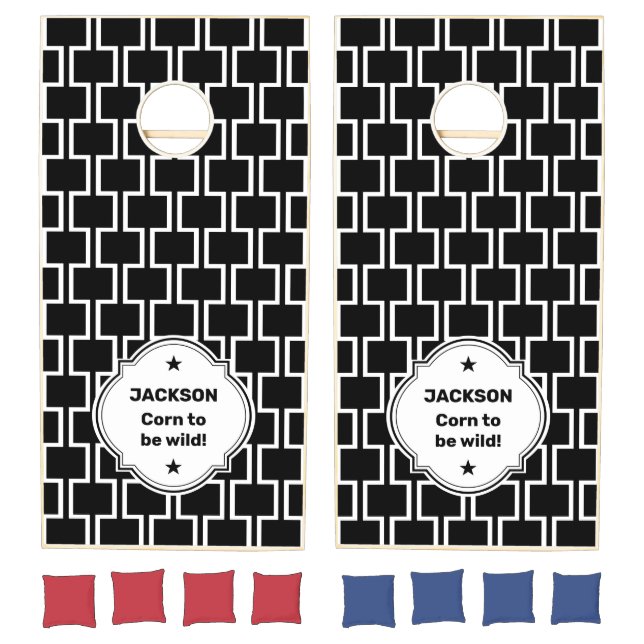 Geometric Pattern Personalized Cornhole Set (Set)