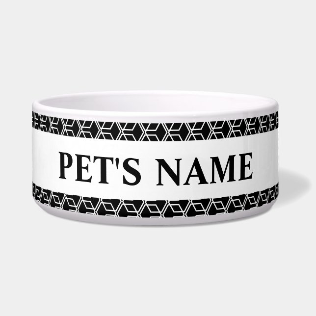Geometric Pattern Pet Names Bowls (Front)