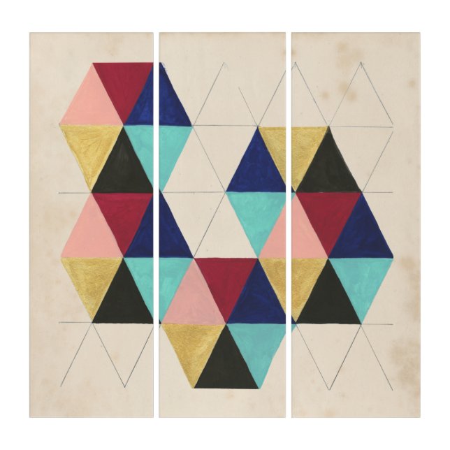 Geometric Pattern Play III Triptych (Front)