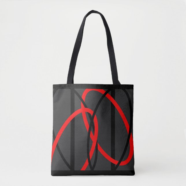 Geometric Pattern Red Gray Black Modern Design Tote Bag (Front)