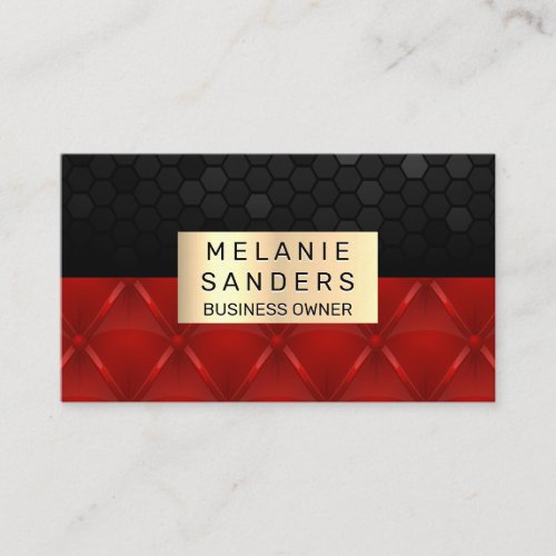 Geometric Pattern  Red Upholster  Gold Frame Business Card