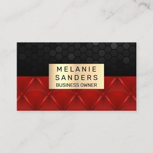 Geometric Pattern | Red Upholster | Gold Frame Business Card (Front)