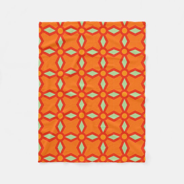 Geometric pattern retro colors 70s fleece blanket (Front)
