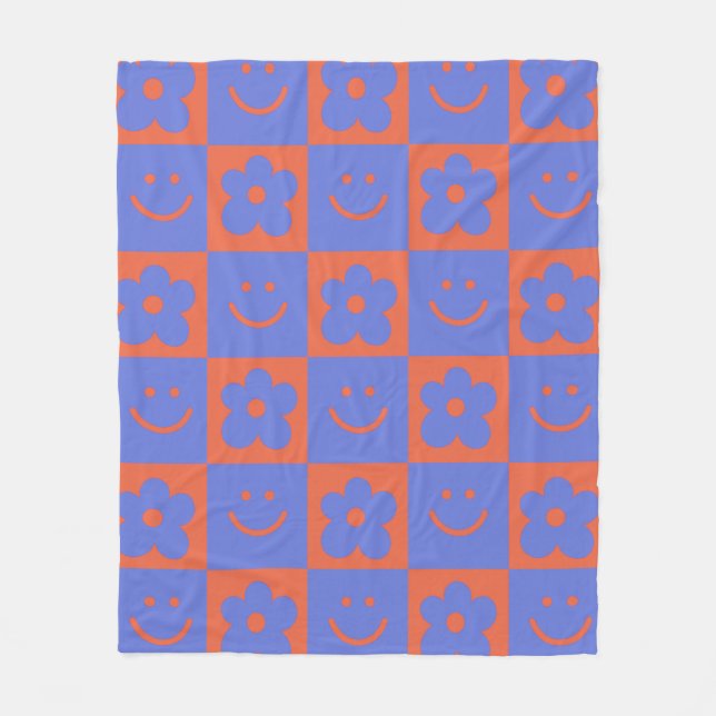 Geometric pattern retro colors 70s fleece blanket (Front)