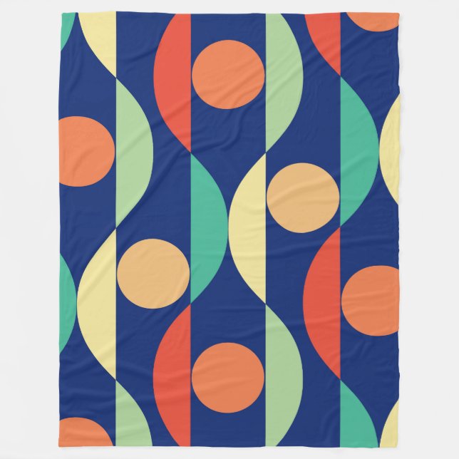 Geometric pattern retro colors 70s fleece blanket (Front)