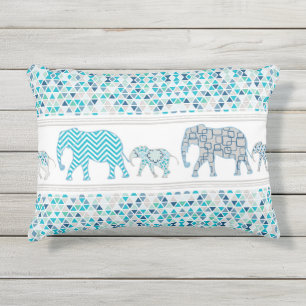 Geometric Pattern Retro Elephant Chevron Triangle Outdoor Pillow