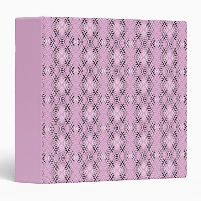 Geometric pattern retro pink diamonds 3 ring binder (Front/Spine)