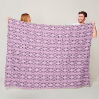 Geometric pattern retro pink diamonds fleece blanket