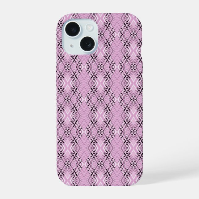 Geometric pattern retro pink diamonds iphone case (Back)