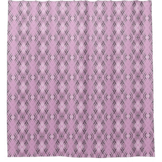 Geometric pattern retro pink diamonds shower curtain