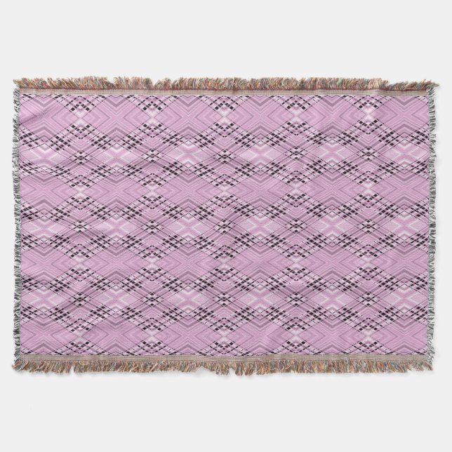 Geometric pattern retro pink diamonds throw blanket (Front)