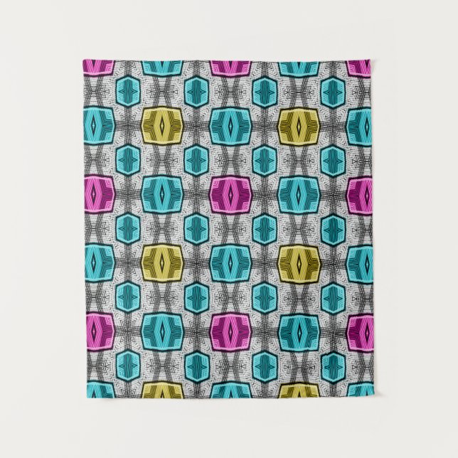 Geometric pattern retro sixties tapestry (Front)