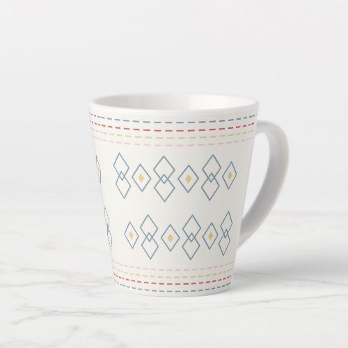Geometric Pattern SageYellow Eggshell  Latte Mug