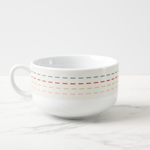 Geometric Pattern SageYellow Eggshell  Soup Mug