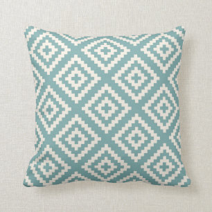 Geometric Pattern Sea Glass Blue Throw Pillow