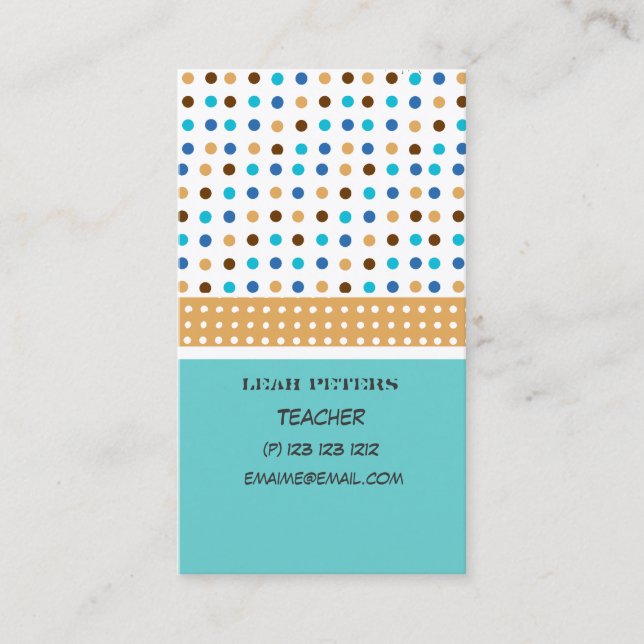 Geometric Pattern  Teacher Counselor Cute Friendly Business Card (Front)