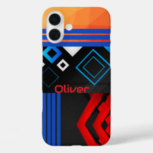 Geometric pattern trendy retro mid century modern iPhone 16 plus case