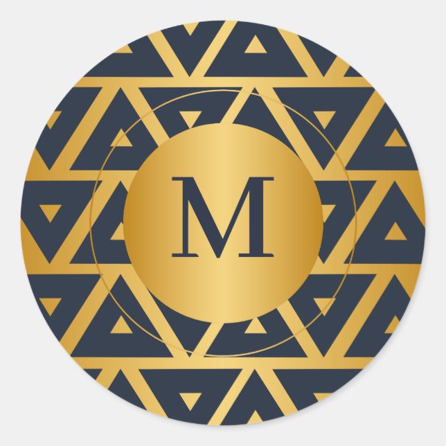 Geometric pattern Triangle Personalized Classic Round Sticker (Front)