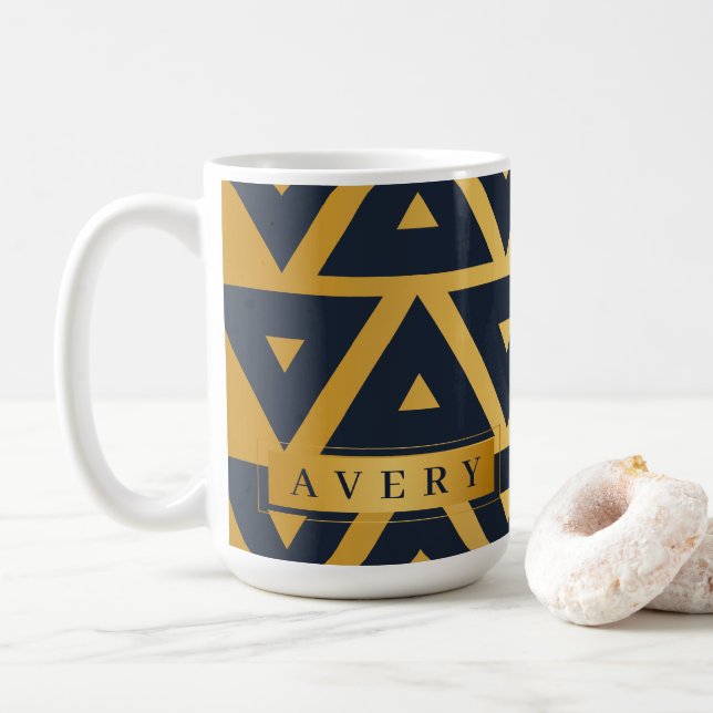 Geometric pattern Triangle Personalized Coffee Mug (With Donut)