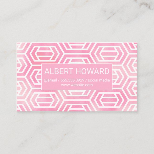 Geometric Pattern | Watercolor Texture Business Card (Front)