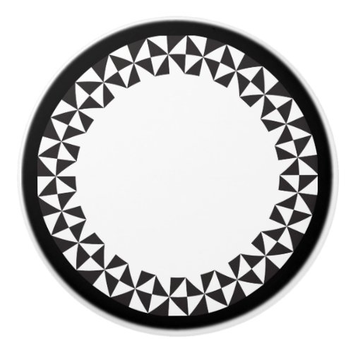 Geometric Pattern  White  Black Ceramic Knob