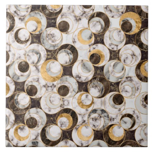 Geometric Pattern _ White Marble Texture and Gold Ceramic Tile