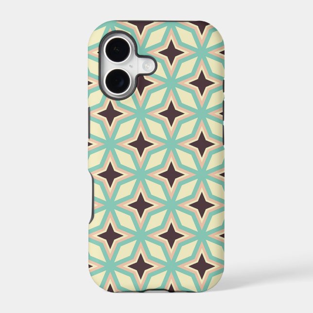 Geometric pattern with alternating dark star shape iphone case (Back)