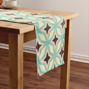 Geometric pattern with alternating dark star shape short table runner