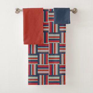 Geometric Pattern with Colorful Stripes Bath Towel Set