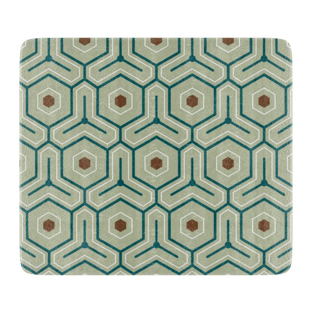 Geometric pattern with interlocking hexagons cutting board (Front)