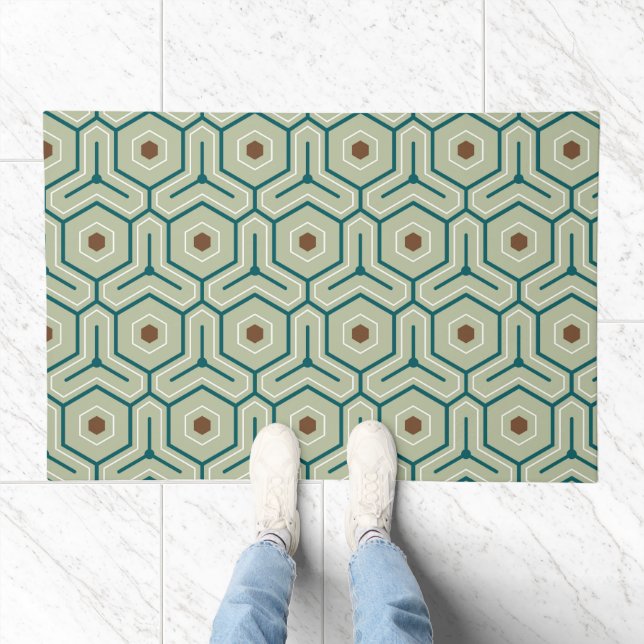 Geometric pattern with interlocking hexagons doormat (Indoor)