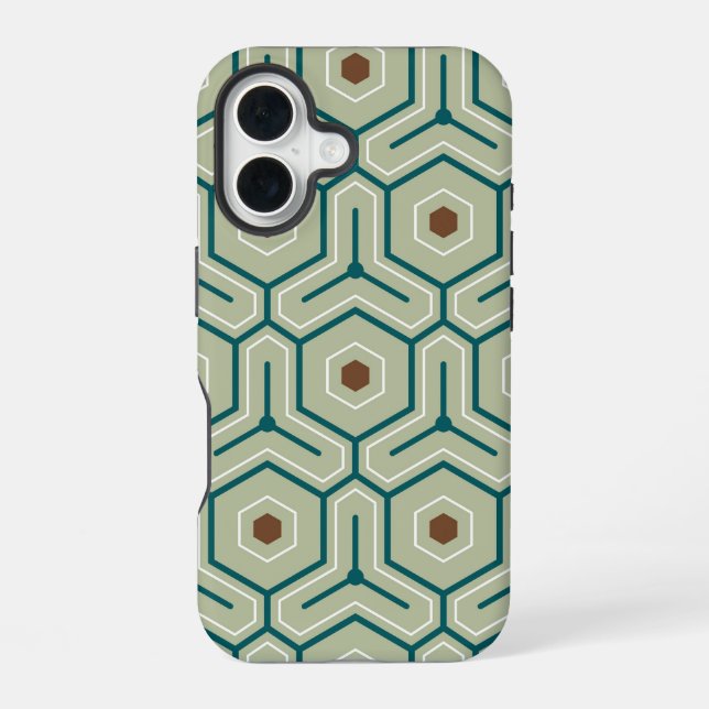 Geometric pattern with interlocking hexagons iphone case (Back)