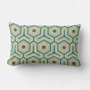 Geometric pattern with interlocking hexagons lumbar pillow