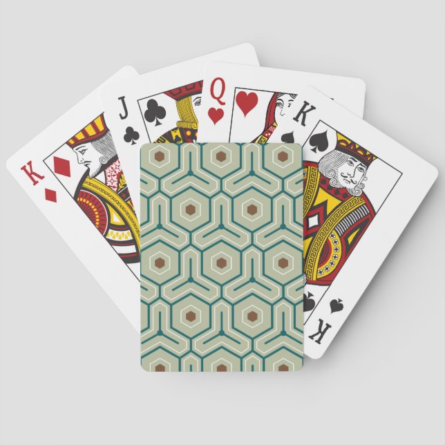Geometric pattern with interlocking hexagons poker cards (Back)