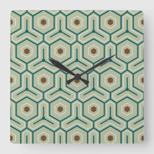 Geometric pattern with interlocking hexagons square wall clock